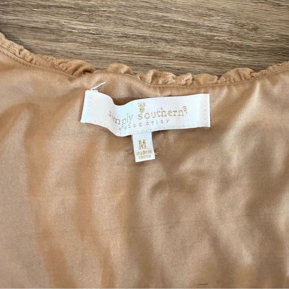 Simply Southern Long Sleeve Tiered Bubble Dress Tan Women’s Medium - Picture 2 of 5